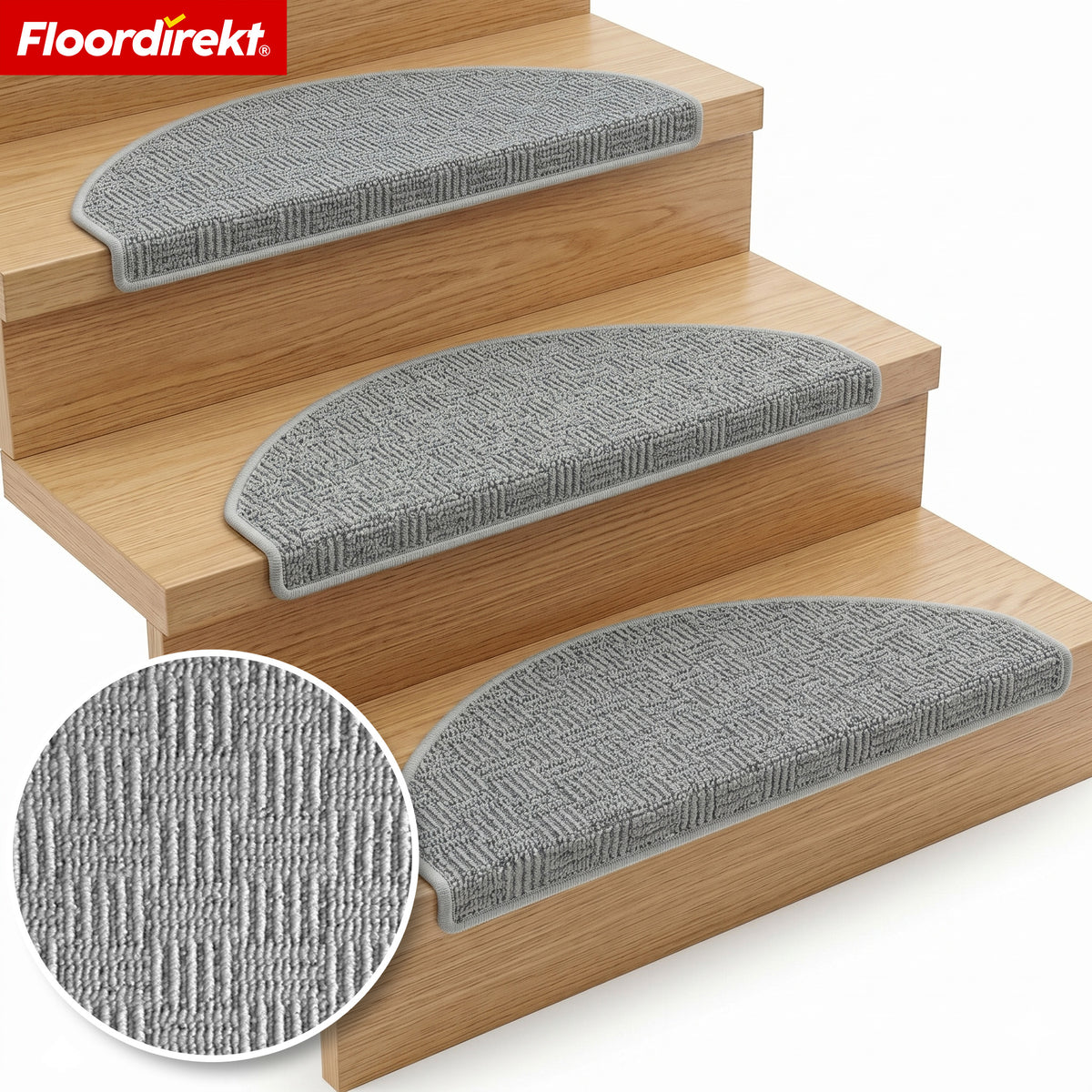 Stair Tread Mat | Monaco | Non-Slip Polypropylene Stair Mat, Durable, Noise-Reducing & Easy-Care, Semi-Circular