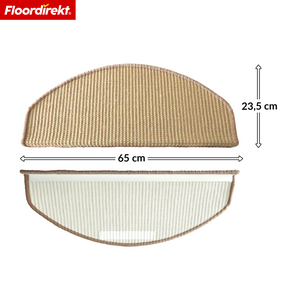 Sisal Stair Tread | Pearl | Semi-Circular Non-Slip Stair Mat, Sound-Absorbing & Durable
