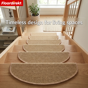 Sisal Stair Tread | Pearl | Semi-Circular Non-Slip Stair Mat, Sound-Absorbing & Durable