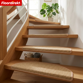 Sisal Stair Tread | Pearl | Semi-Circular Non-Slip Stair Mat, Sound-Absorbing & Durable