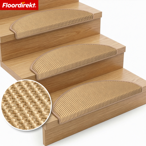 Sisal Stair Tread | Pearl | Semi-Circular Non-Slip Stair Mat, Sound-Absorbing & Durable