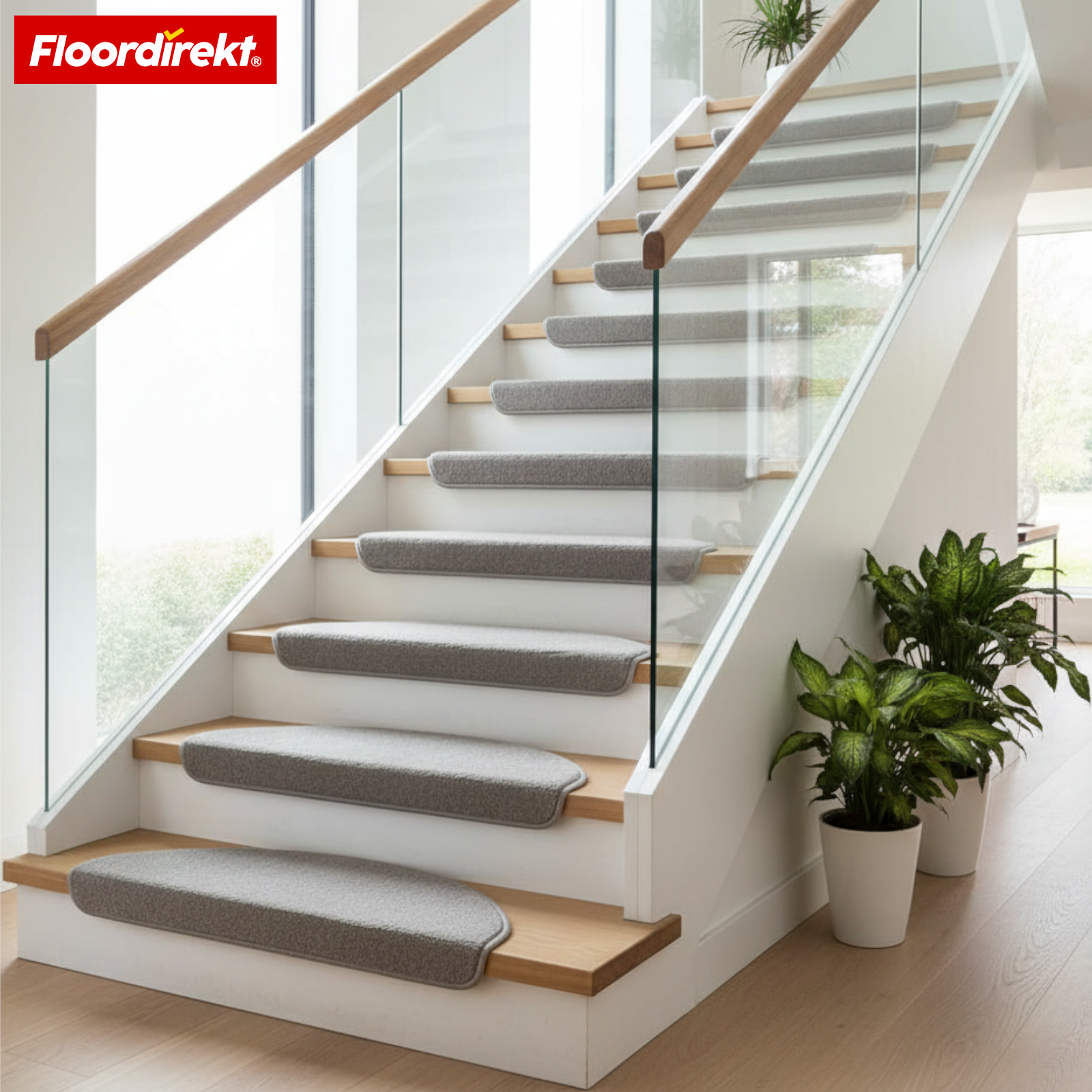 Velour Stair Tread | Vienna | Half-Round, Non-Slip Stair Mat Made of Durable Polypropylene | Stair Protection, Sound-Reducing & Antistatic | Available in 4 Modern Colours