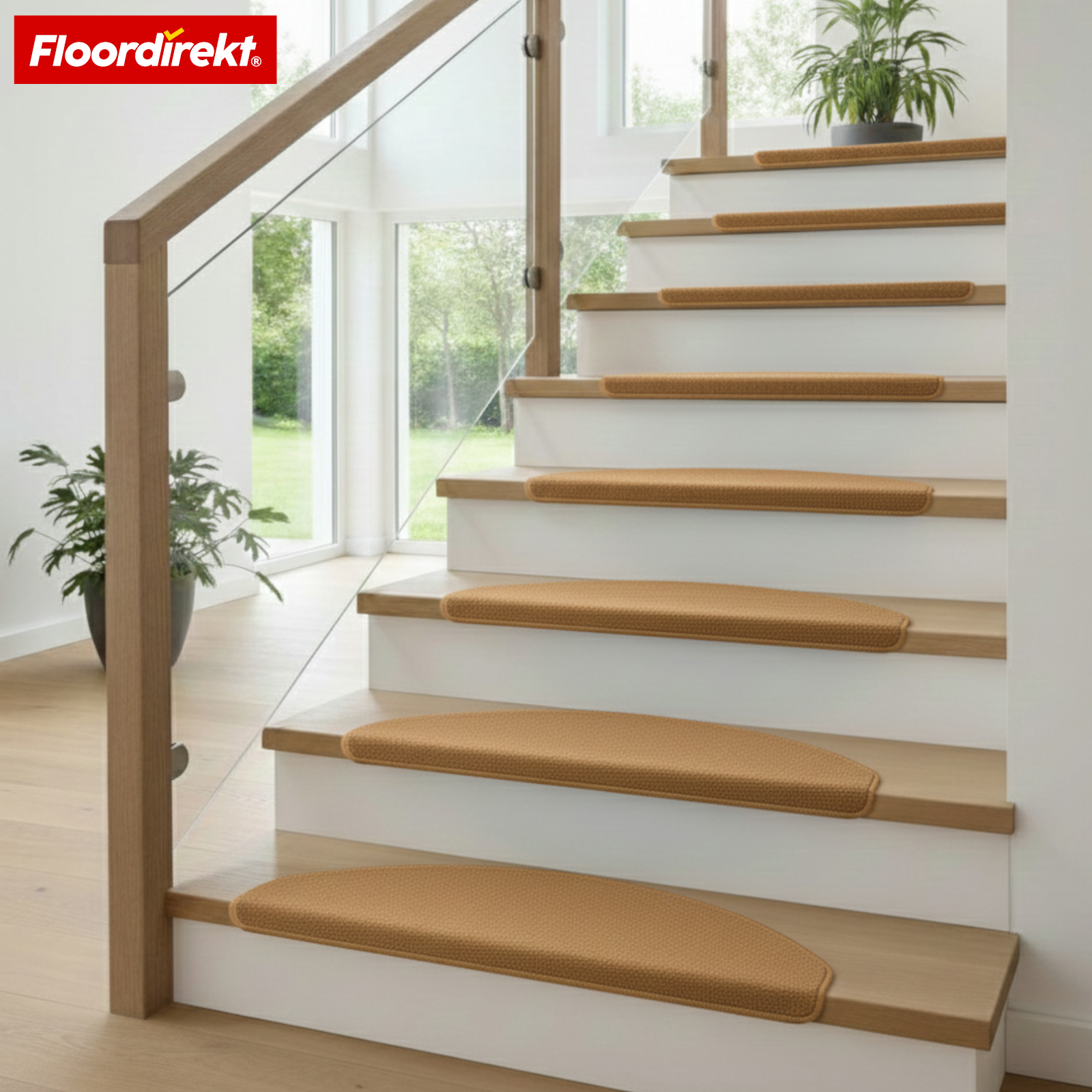 Velour Stair Tread | Vienna | Half-Round, Non-Slip Stair Mat Made of Durable Polypropylene | Stair Protection, Sound-Reducing & Antistatic | Available in 4 Modern Colours