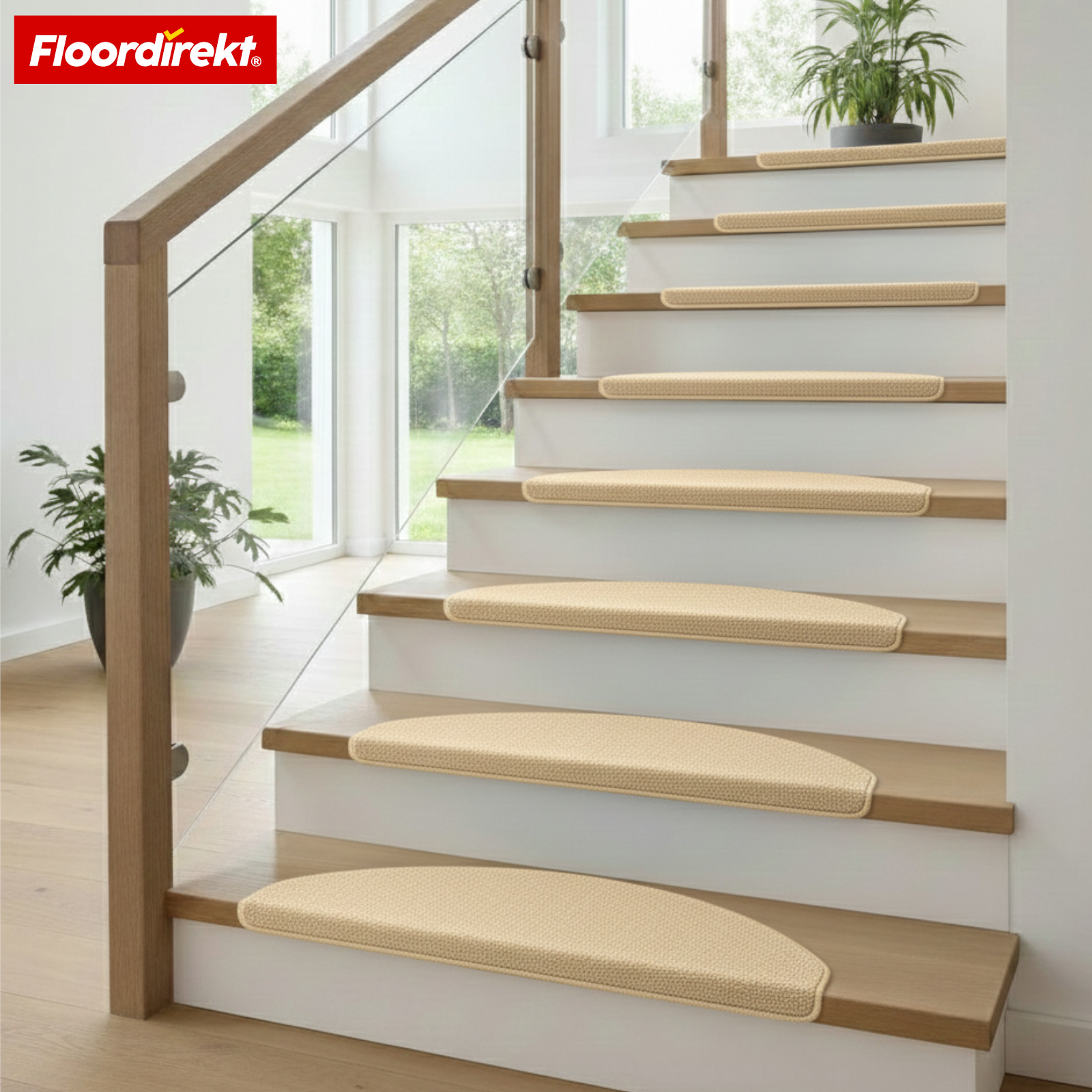 Velour Stair Tread | Vienna | Half-Round, Non-Slip Stair Mat Made of Durable Polypropylene | Stair Protection, Sound-Reducing & Antistatic | Available in 4 Modern Colours