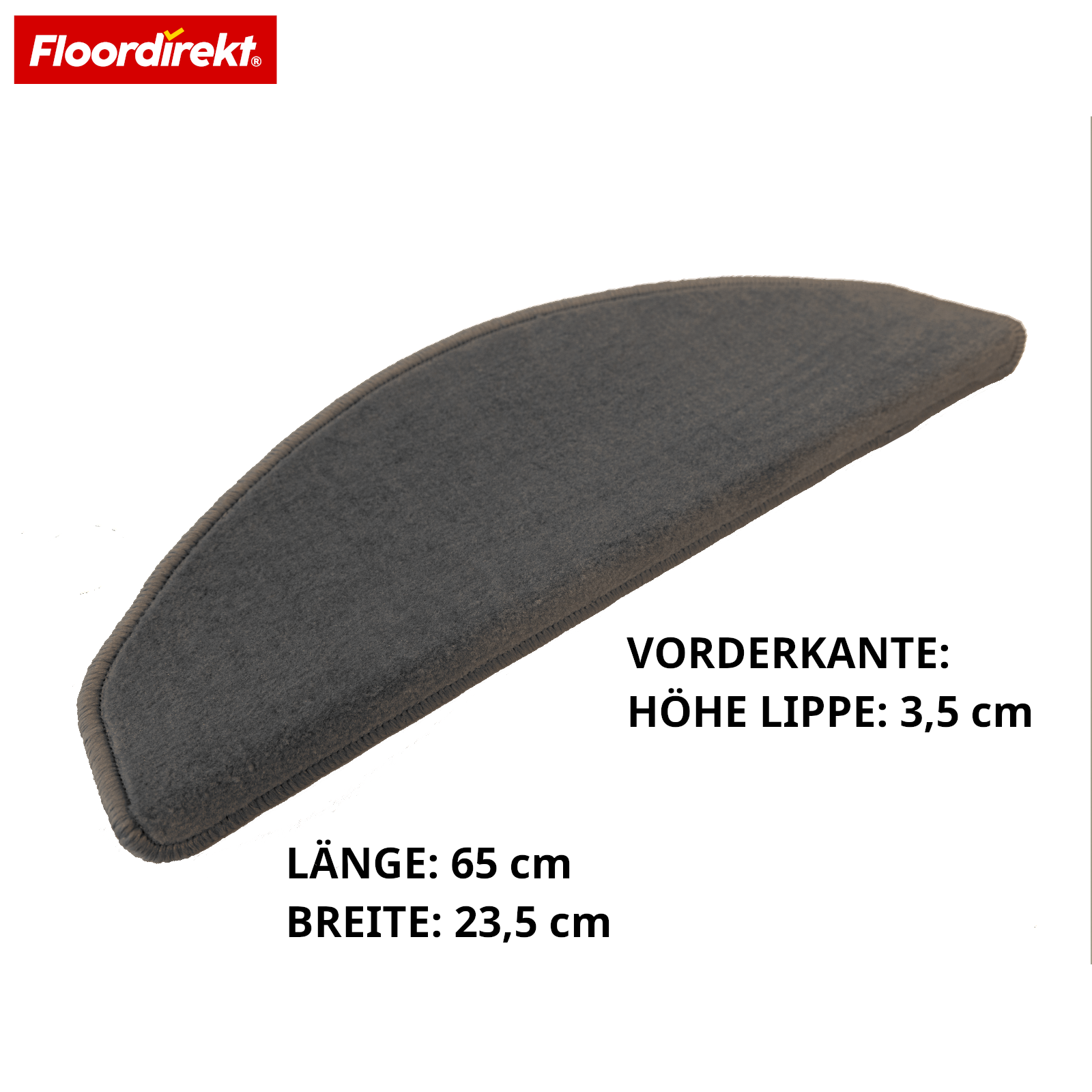 Velour Stair Tread | Vienna | Half-Round, Non-Slip Stair Mat Made of Durable Polypropylene | Stair Protection, Sound-Reducing & Antistatic | Available in 4 Modern Colours