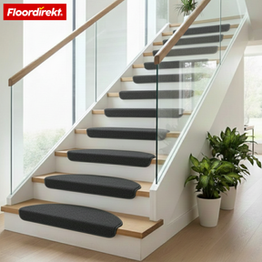 Velour Stair Tread | Vienna | Half-Round, Non-Slip Stair Mat Made of Durable Polypropylene | Stair Protection, Sound-Reducing & Antistatic | Available in 4 Modern Colours