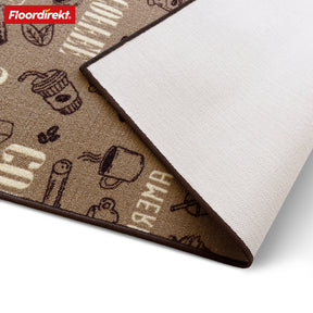 Runner Rug | Coffee | Modern Kitchen Runner with Coffee Motifs | Non-Slip, Durable & Easy to Clean