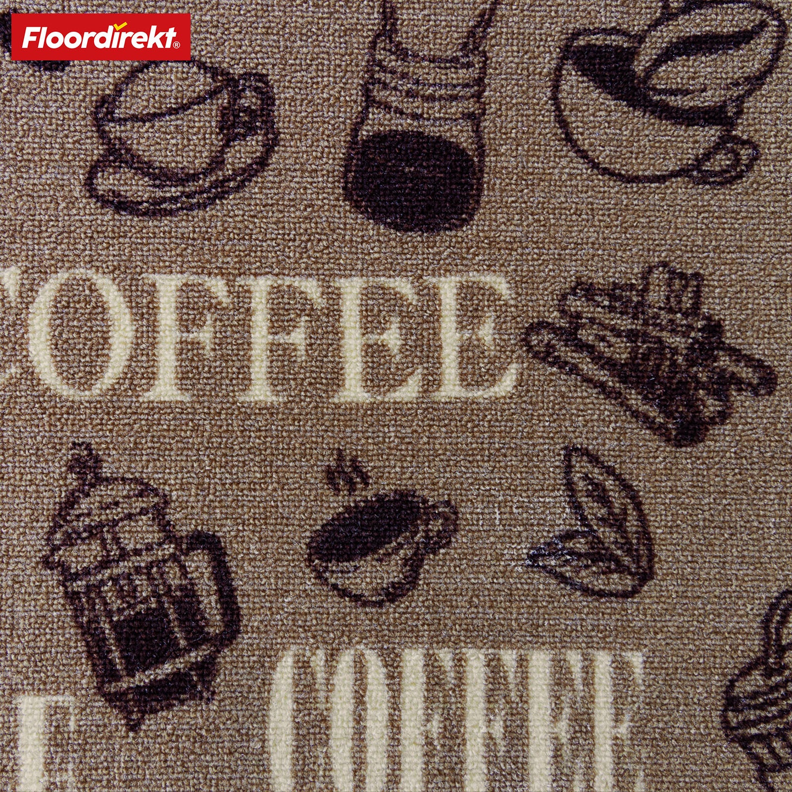 Runner Rug | Coffee | Modern Kitchen Runner with Coffee Motifs | Non-Slip, Durable & Easy to Clean