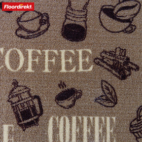 Runner Rug | Coffee | Modern Kitchen Runner with Coffee Motifs | Non-Slip, Durable & Easy to Clean