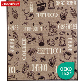 Runner Rug | Coffee | Modern Kitchen Runner with Coffee Motifs | Non-Slip, Durable & Easy to Clean