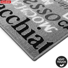 Runner Rug | Coffee | Modern Kitchen Runner with Coffee Motifs | Non-Slip, Durable & Easy to Clean