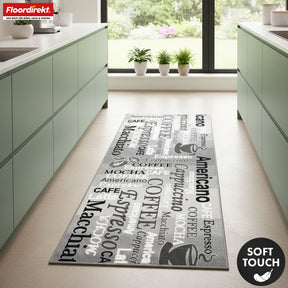 Runner Rug | Coffee | Modern Kitchen Runner with Coffee Motifs | Non-Slip, Durable & Easy to Clean