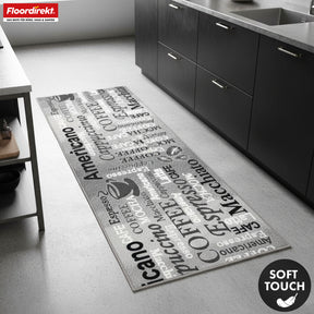 Runner Rug | Coffee | Modern Kitchen Runner with Coffee Motifs | Non-Slip, Durable & Easy to Clean