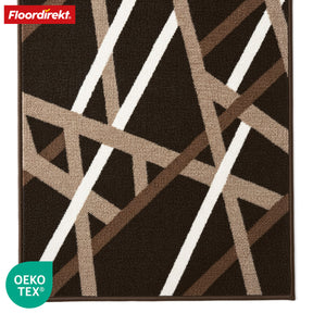 Runner Rug | Printed | In Anthracite & Brown | Modern Striped Design with Non-Slip Gel Backing | Durable & Easy to Clean