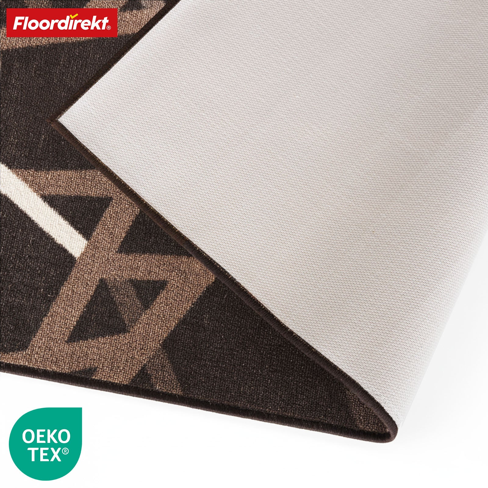 Runner Rug | Printed | In Anthracite & Brown | Modern Striped Design with Non-Slip Gel Backing | Durable & Easy to Clean