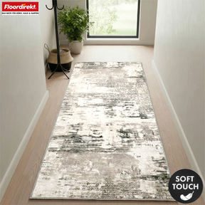 Carpet Runner | Ravena | Modern Runner in Anthracite, Brown & Sand | Abstract Design with Non-Slip Gel Backing