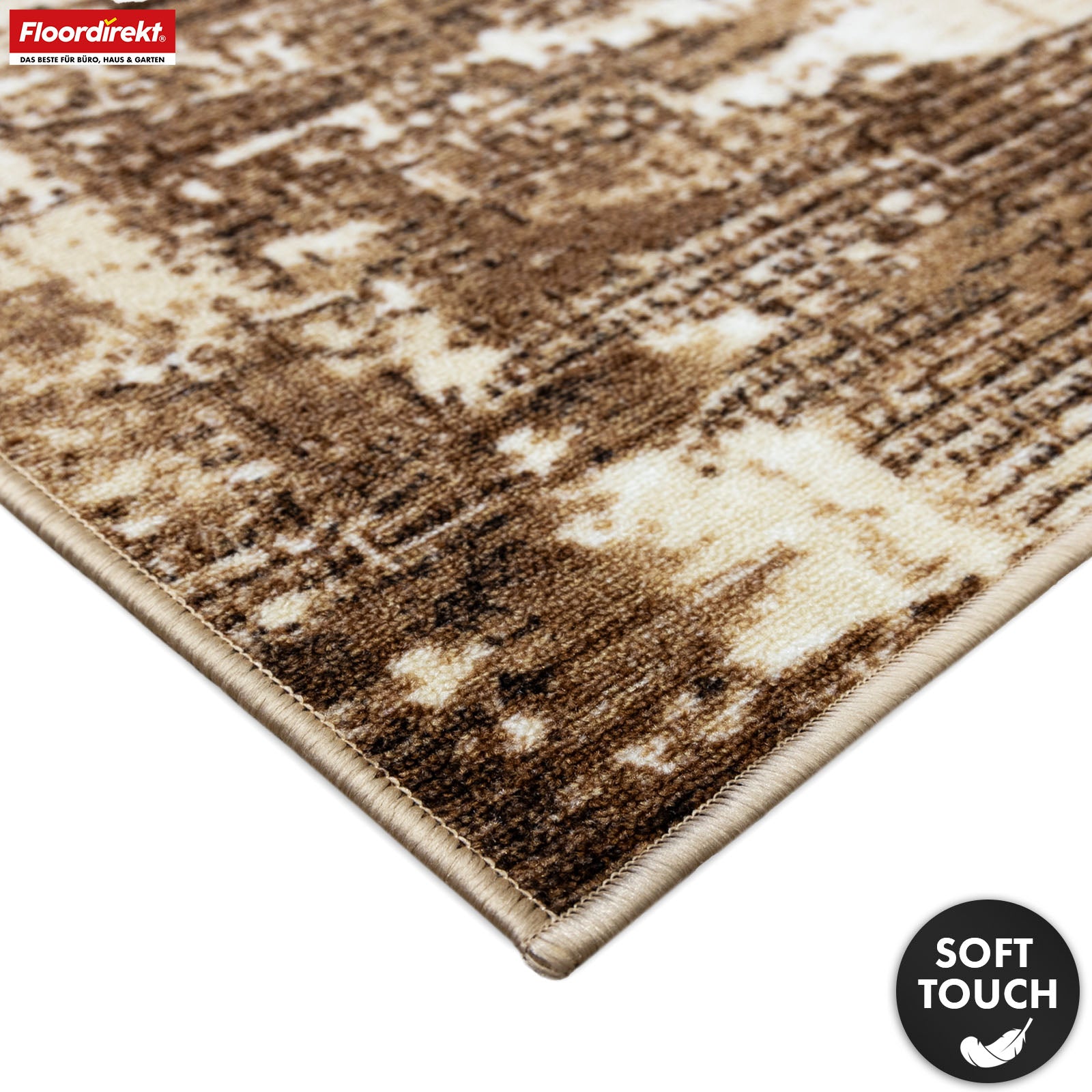 Carpet Runner | Ravena | Modern Runner in Anthracite & Brown | Abstract Design with Non-Slip Gel Backing | Durable & Easy to Clean