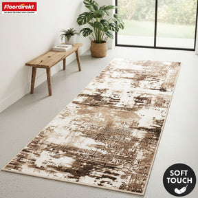 Carpet Runner | Ravena | Modern Runner in Anthracite & Brown | Abstract Design with Non-Slip Gel Backing | Durable & Easy to Clean