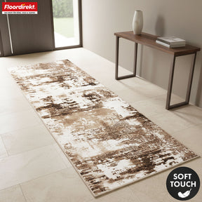 Carpet Runner | Ravena | Modern Runner in Anthracite & Brown | Abstract Design with Non-Slip Gel Backing | Durable & Easy to Clean