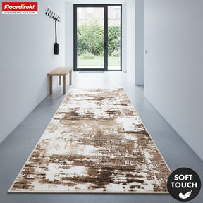 Carpet Runner | Ravena | Modern Runner in Anthracite & Brown | Abstract Design with Non-Slip Gel Backing | Durable & Easy to Clean