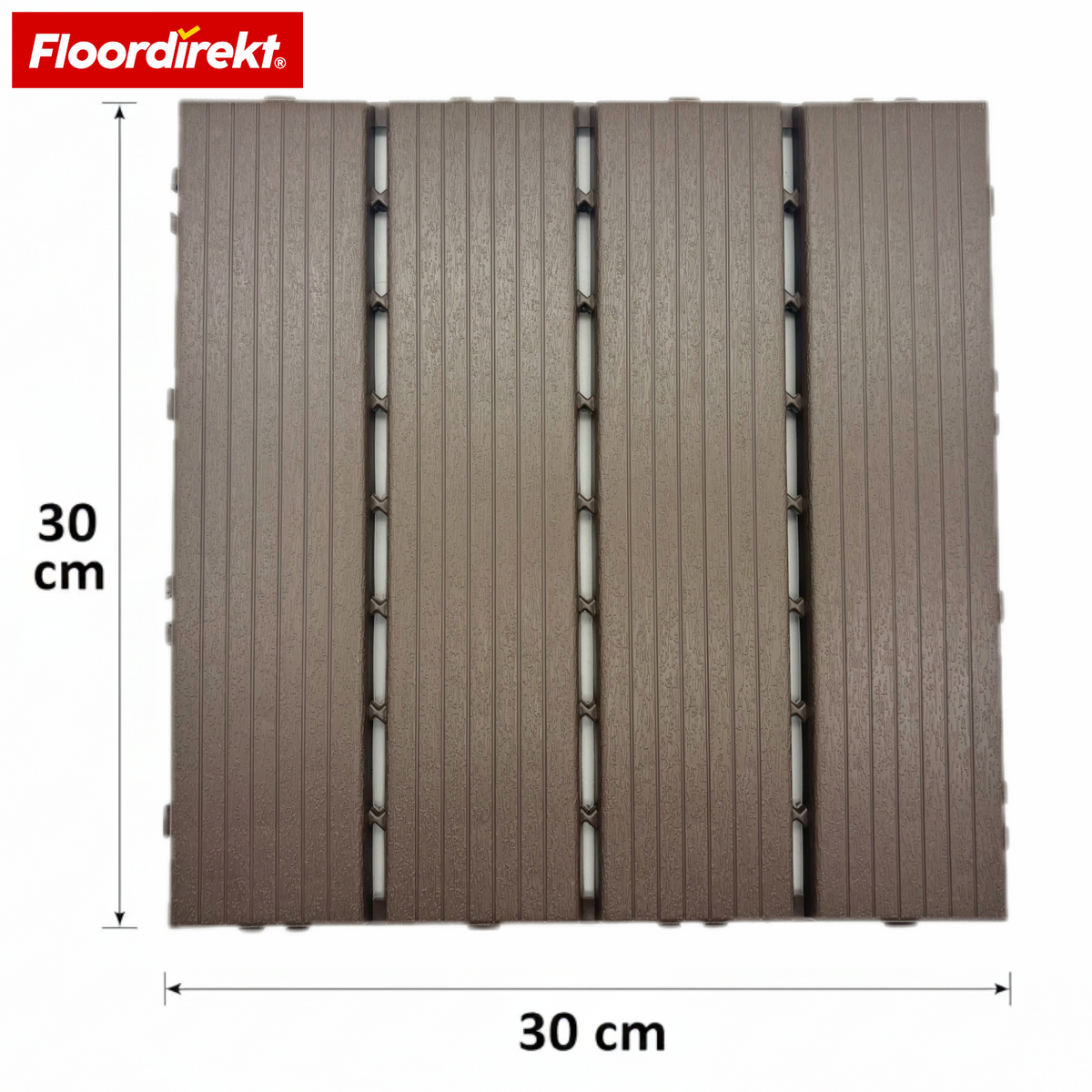 Decking Tiles | Majestic | Brown | 30x30 cm Click Tiles in Wood-Plank Design | Weatherproof & Low-Maintenance
