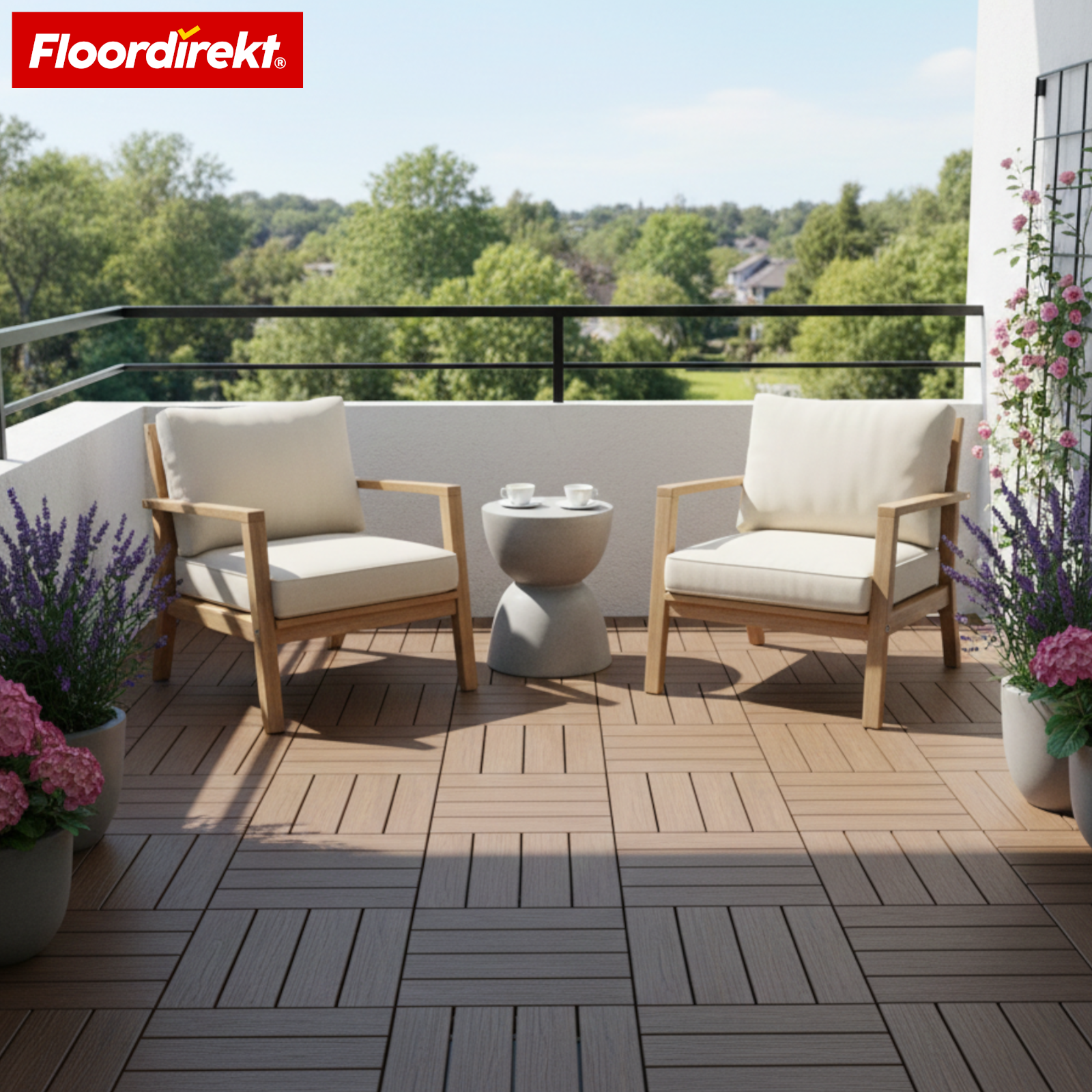 Decking Tiles | Majestic | Brown | 30x30 cm Click Tiles in Wood-Plank Design | Weatherproof & Low-Maintenance