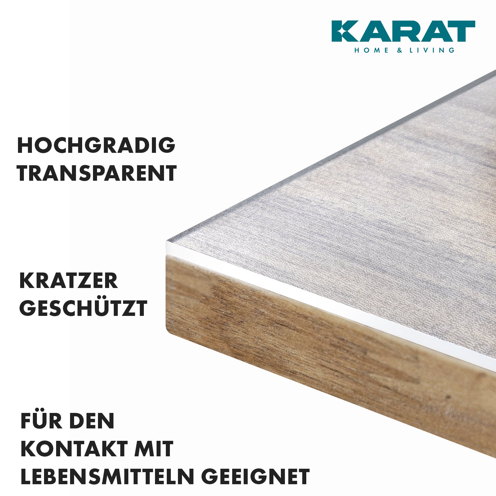 Transparent matt table film with straight cut | Crystal | Matt protective film for tables | Customised cut