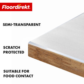 Bordfolie | Neo Milky | Halvtransparent bordbeskyttelsesfolie i mælkehvid med affaset kant på mål