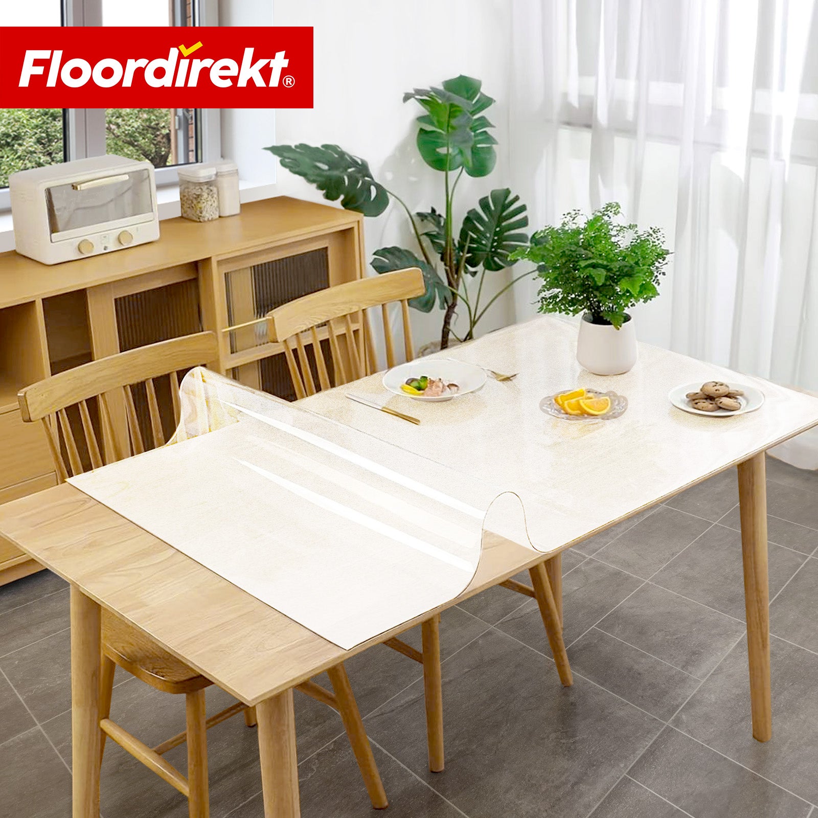 Bordfolie | Neo Milky | Halvtransparent bordbeskyttelsesfolie i mælkehvid med affaset kant på mål