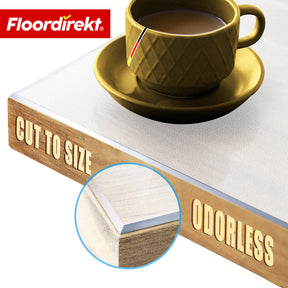 Bordfolie | Neo Milky | Halvtransparent bordbeskyttelsesfolie i mælkehvid med affaset kant på mål