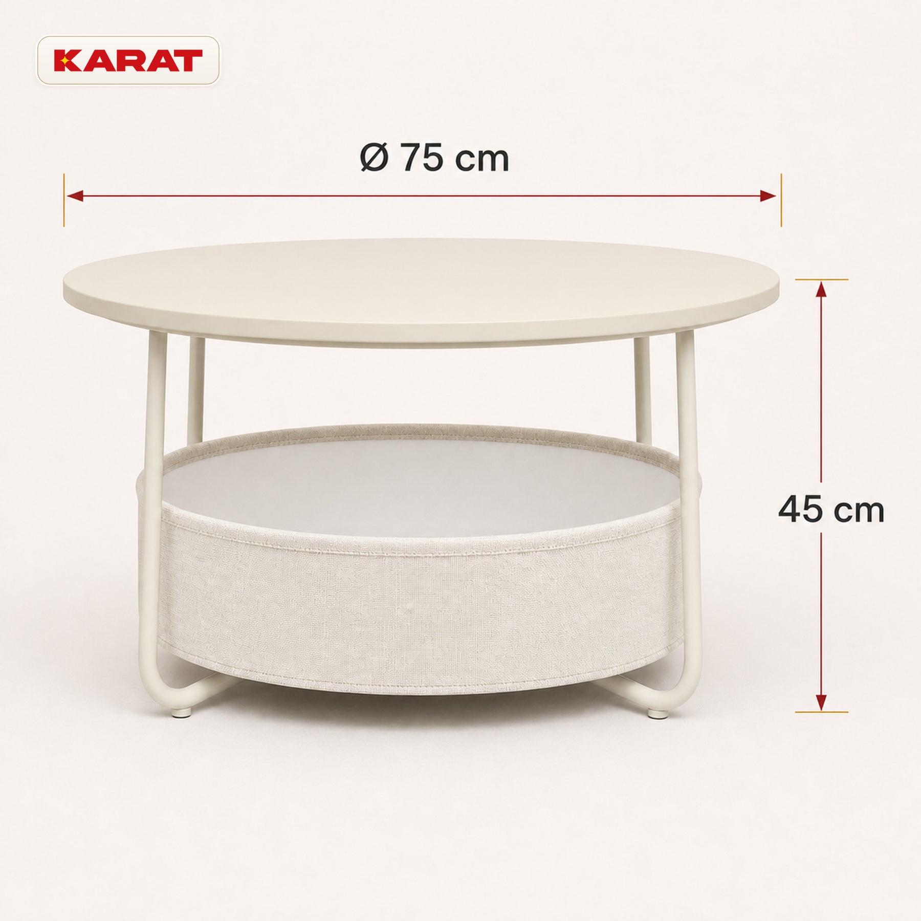 Side Table | Tore | Round Living Room Table with Open Storage in Wood & Steel | Ø 75 cm