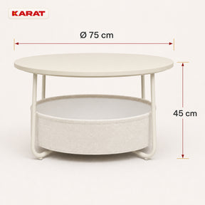 Side Table | Tore | Round Living Room Table with Open Storage in Wood & Steel | Ø 75 cm