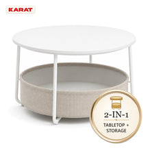 Side Table | Tore | Round Living Room Table with Open Storage in Wood & Steel | Ø 75 cm