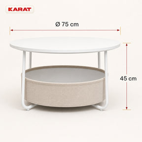Side Table | Tore | Round Living Room Table with Open Storage in Wood & Steel | Ø 75 cm