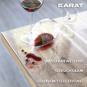 Transparent matt table film with bevelled edge | Crystal | Matt protective film for tables | Customised cut