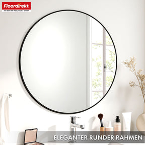 Wall mirror | Bella | Round mirror with black aluminium alloy frame | Available in various sizes