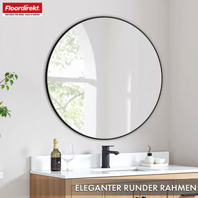 Wall mirror | Bella | Round mirror with black aluminium alloy frame | Available in various sizes