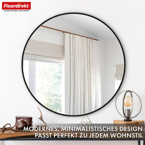 Wall mirror | Bella | Round mirror with black aluminium alloy frame | Available in various sizes