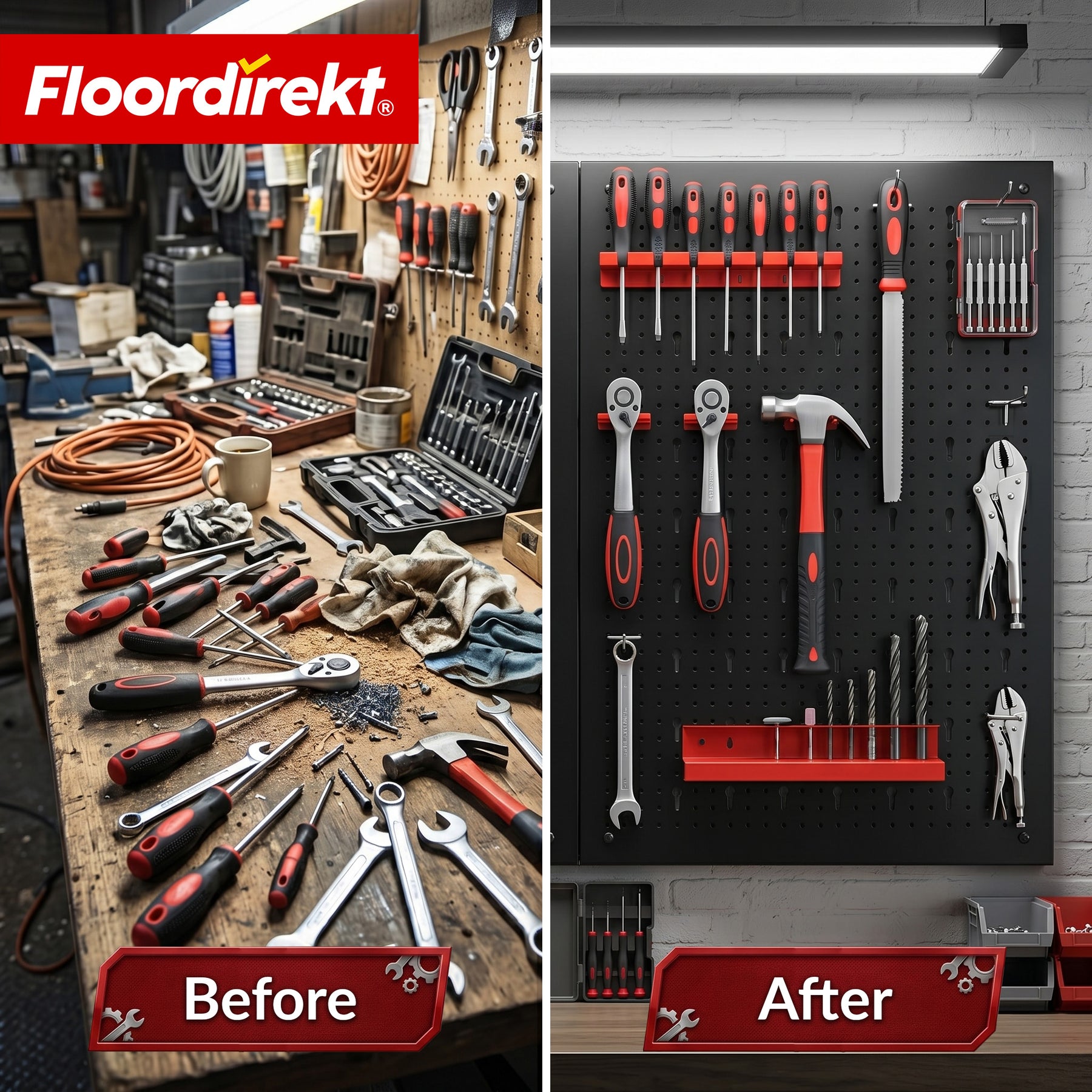 Tool wall | Parker | Metal pegboard set with accessories | Tool holder for workshop & garage