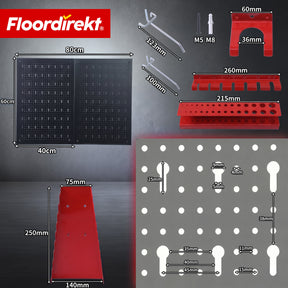 Tool wall | Parker | Metal pegboard set with accessories | Tool holder for workshop & garage