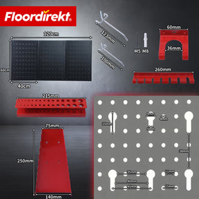 Tool wall | Parker | Metal pegboard set with accessories | Tool holder for workshop & garage