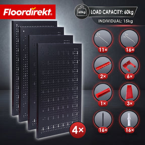 Tool wall | Parker | Metal pegboard set with accessories | Tool holder for workshop & garage