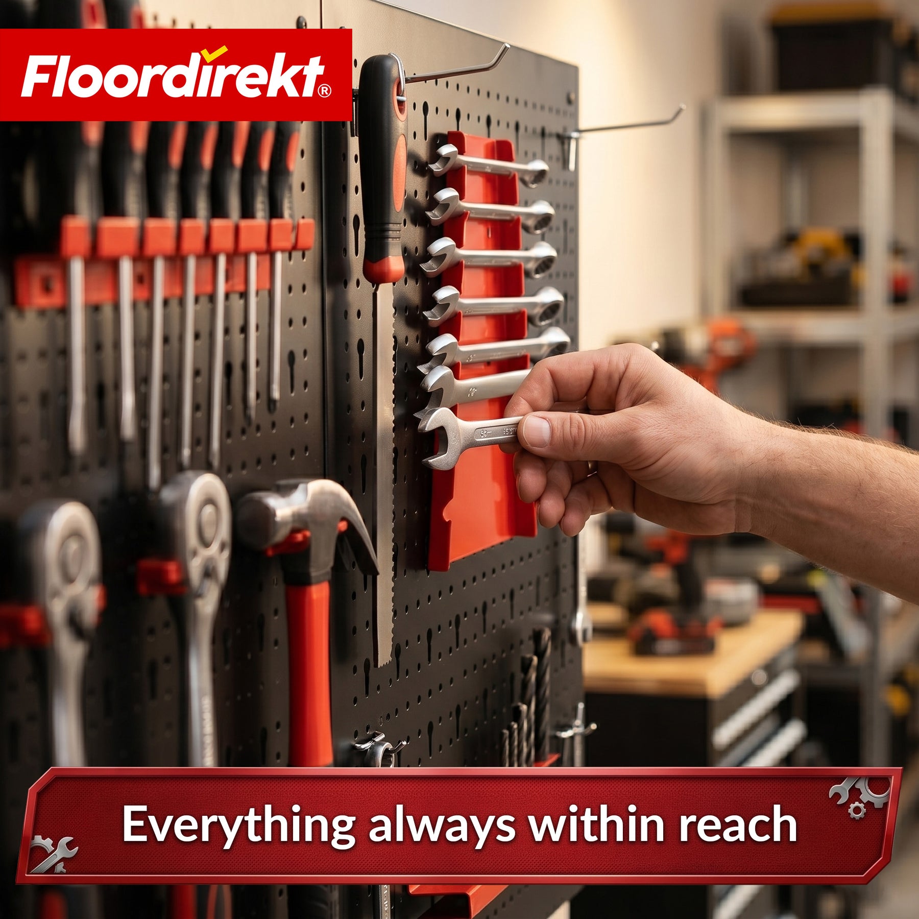 Tool wall | Parker | Metal pegboard set with accessories | Tool holder for workshop & garage
