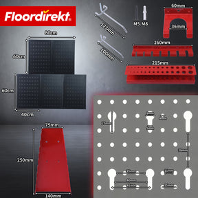Tool wall | Parker | Metal pegboard set with accessories | Tool holder for workshop & garage