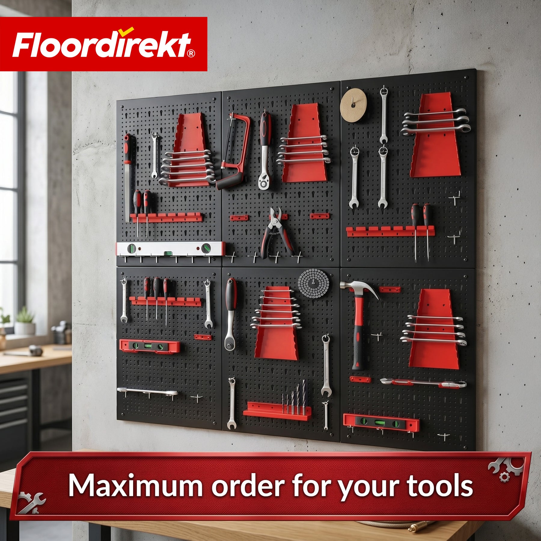 Tool wall | Parker | Metal pegboard set with accessories | Tool holder for workshop & garage