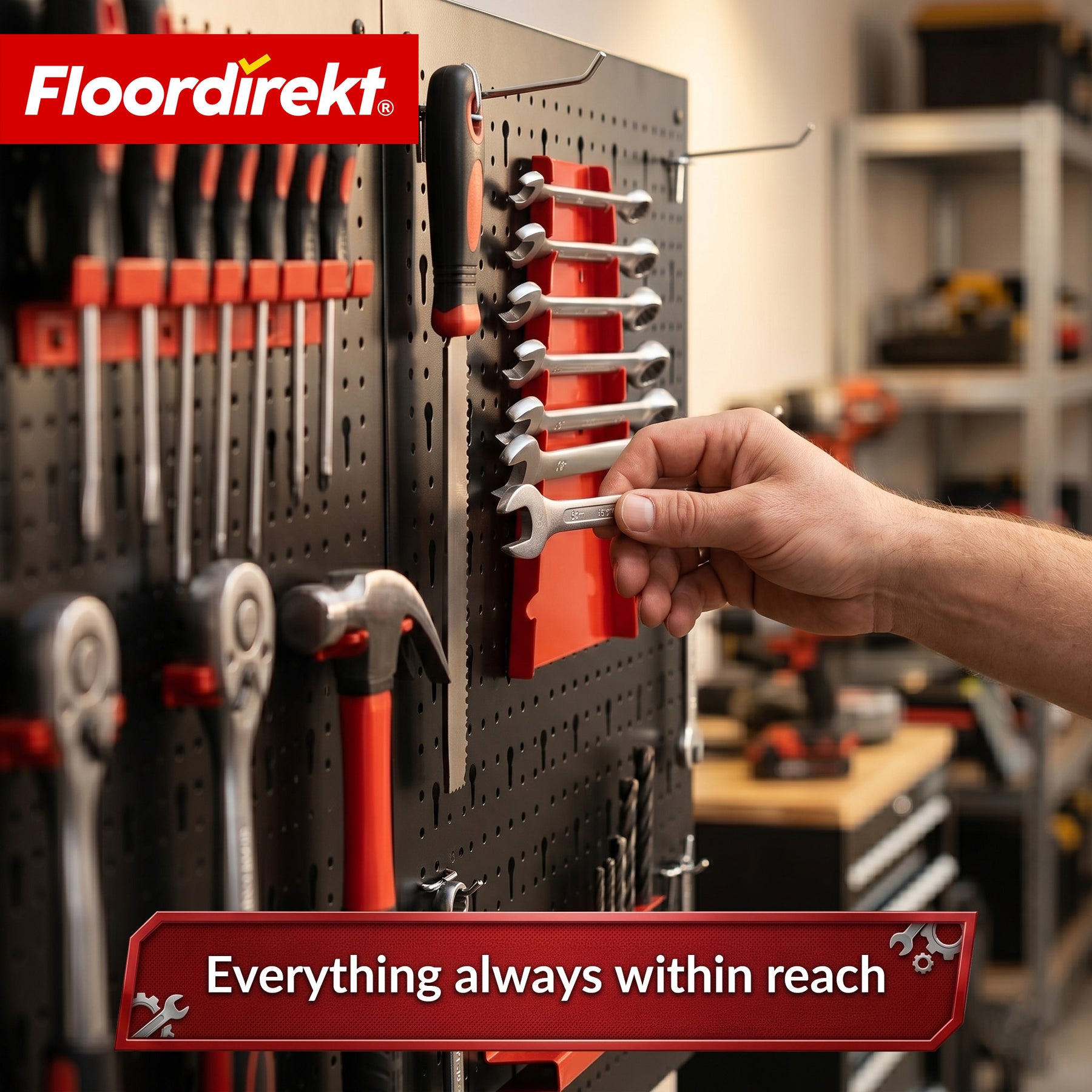 Tool wall | Parker | Metal pegboard set with accessories | Tool holder for workshop & garage