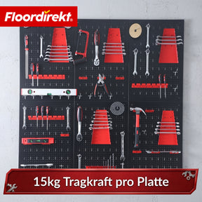 Tool wall | Parker | Metal pegboard set with accessories | Tool holder for workshop & garage