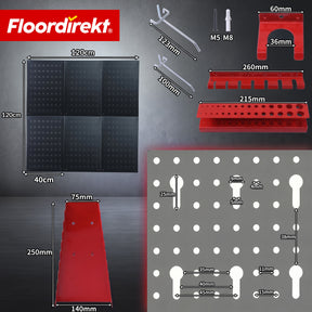 Tool wall | Parker | Metal pegboard set with accessories | Tool holder for workshop & garage