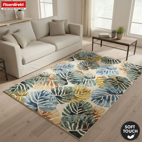Amazonia Area Rug | Modern Leaf Design Carpet | Non-slip, Durable & Easy to Clean | Available in Various Sizes