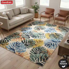 Amazonia Area Rug | Modern Leaf Design Carpet | Non-slip, Durable & Easy to Clean | Available in Various Sizes